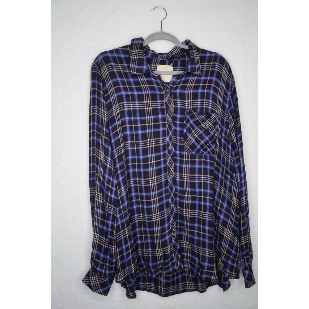 Casa Cabana Women's Plaid Multicolor Long‎ Sleeve Shirt XXL Casual Outdoor NWT